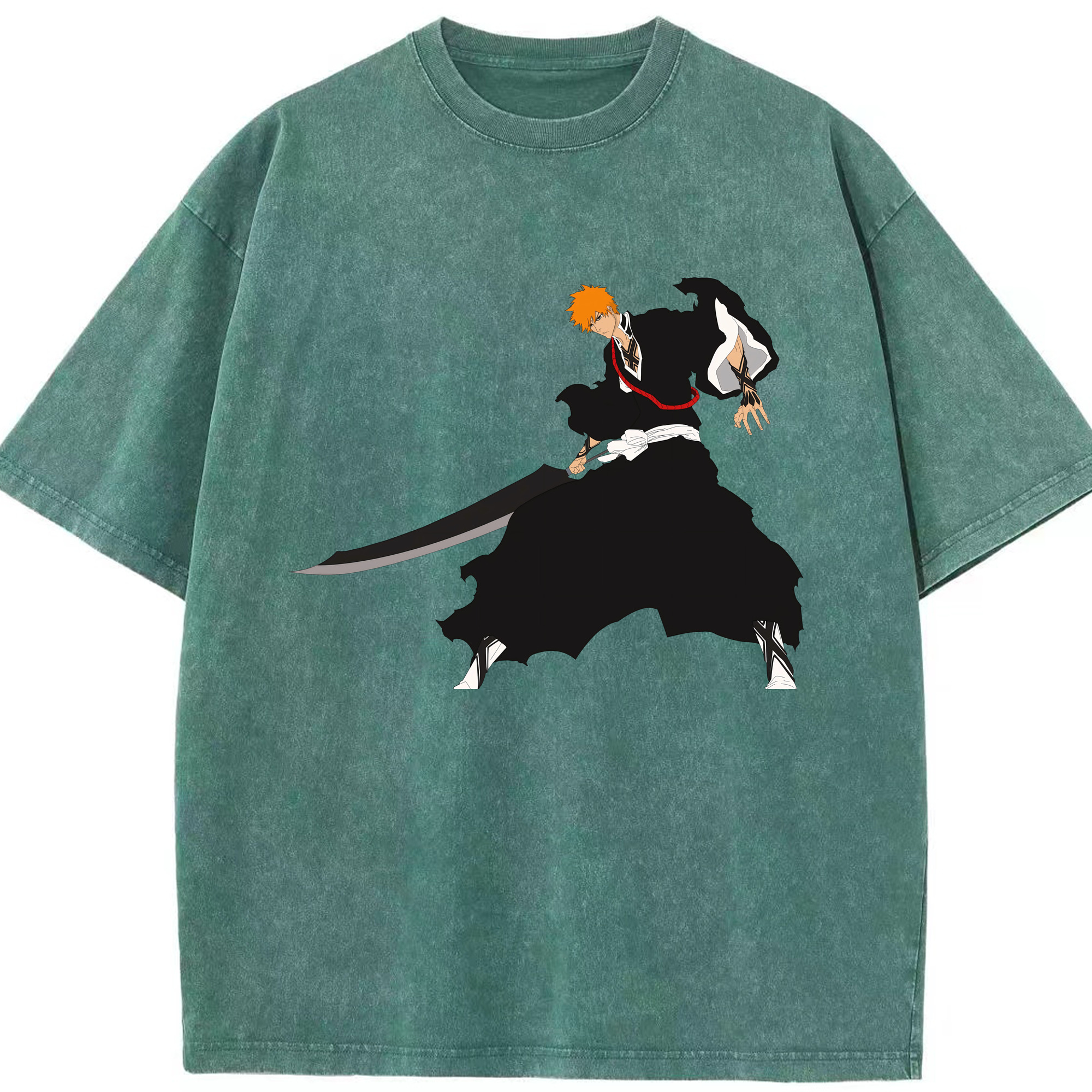 （画像用） ブリーチ 黒崎一護（くろさき いちご）BLEACH Kurosaki Ichigo 綿100% ヴィンテージ風 半袖Tシャツ（フロントプリント）